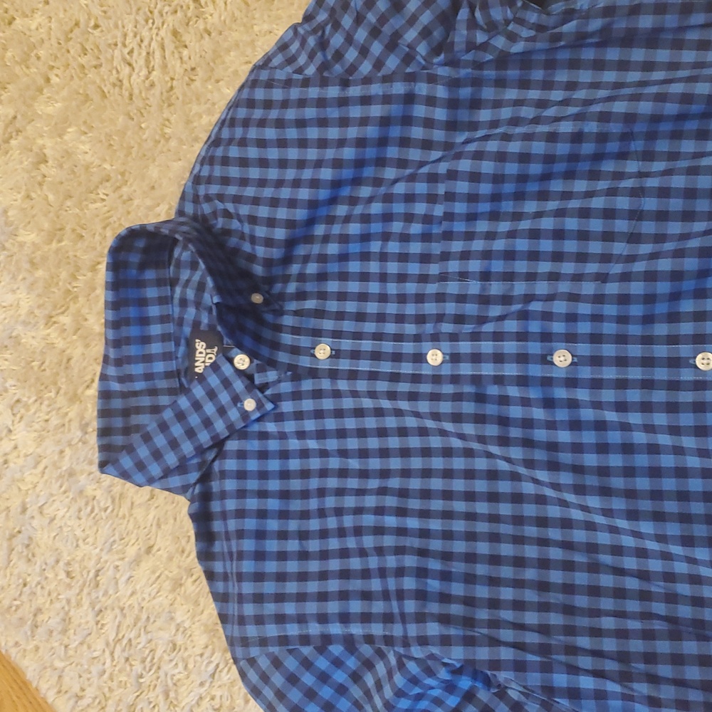 Lands' End Blue and Navy Check Button-Down Shirt